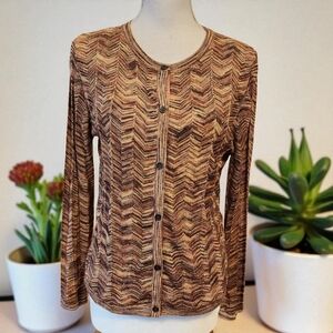 Missoni For Target Metallic Gold Cardigan Cate Blanchett Sz L
